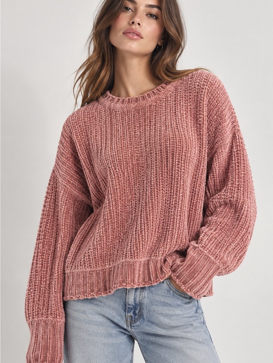 Zara Sweaters - ZARA Knit Dusty Rose Chenille Oversized Sweater Size M NWOT
